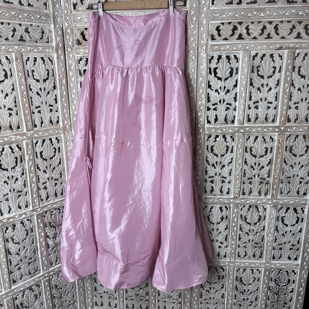 Free People Emery Pink Drop Waist A-Line Taffeta Voluminous Skirt Fairycore